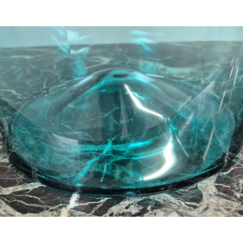 740 - PAIR OF TURQUOISE GLASS CHEMIST BOTTLES. 36cm H x 25cm W.