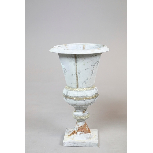 741 - PAIR OF METAL GARDEN URNS. 60cm H x 36cm W.