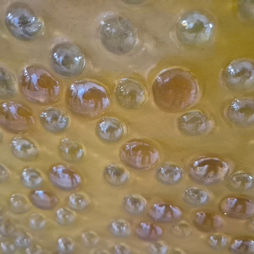 75 - ABSTRACT NATURE STUDY. oil lacquer and glass droplets on canvas, framed, 100 x 120 cm.