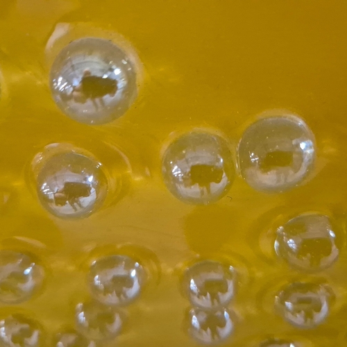 75 - ABSTRACT NATURE STUDY. oil lacquer and glass droplets on canvas, framed, 100 x 120 cm.