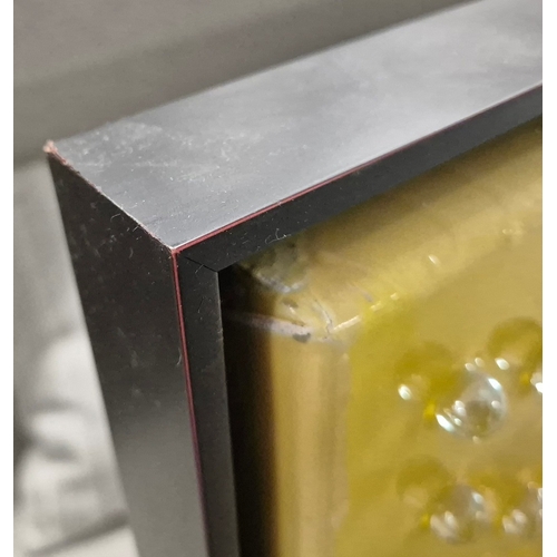 75 - ABSTRACT NATURE STUDY. oil lacquer and glass droplets on canvas, framed, 100 x 120 cm.