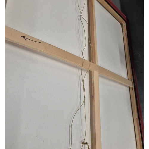 75 - ABSTRACT NATURE STUDY. oil lacquer and glass droplets on canvas, framed, 100 x 120 cm.