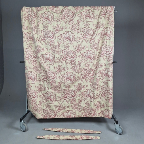 935 - CURTAINS, A PAIR, FLORAL (2). lined and interlined, each curtain 165cm w gathere3d by 275cm drop (2)... 