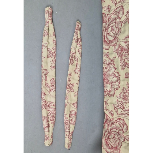 935 - CURTAINS, A PAIR, FLORAL (2). lined and interlined, each curtain 165cm w gathere3d by 275cm drop (2)... 