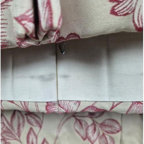 935 - CURTAINS, A PAIR, FLORAL (2). lined and interlined, each curtain 165cm w gathere3d by 275cm drop (2)... 