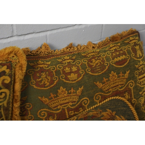 937 - A COLLECTION OF FIVE MULBURRY CUSHIONS. (5). with tasselled edges. 61cm x 41cm.