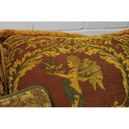 937 - A COLLECTION OF FIVE MULBURRY CUSHIONS. (5). with tasselled edges. 61cm x 41cm.