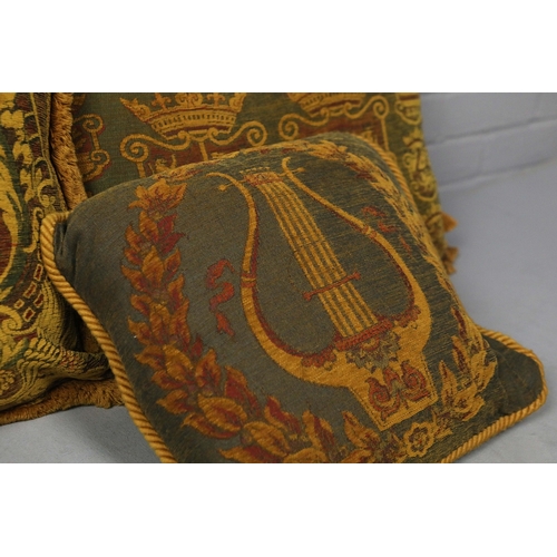 937 - A COLLECTION OF FIVE MULBURRY CUSHIONS. (5). with tasselled edges. 61cm x 41cm.
