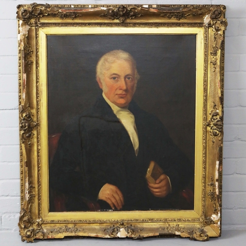 98 - 19TH CENTURY BRITISH SCHOOL. PORTRAIT OF A GENTLEMAN. oil on canvas, 100cm x 80cm, framed.