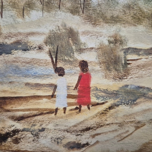 12 - RAY CROOKE (AUSTRALIAN 1922-2015). THE BILLABONG. (d) oil on board, 44.5cm x 50.5cm, framed. (Subjec... 