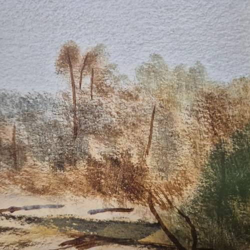 12 - RAY CROOKE (AUSTRALIAN 1922-2015). THE BILLABONG. (d) oil on board, 44.5cm x 50.5cm, framed. (Subjec... 