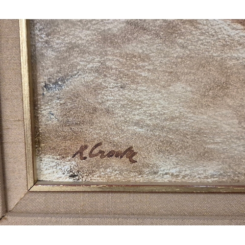 12 - RAY CROOKE (AUSTRALIAN 1922-2015). THE BILLABONG. (d) oil on board, 44.5cm x 50.5cm, framed. (Subjec... 