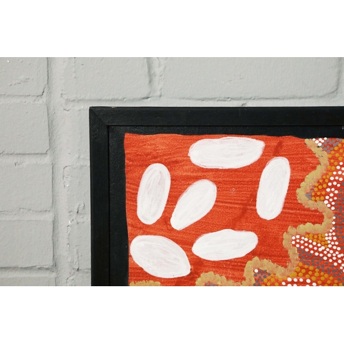 14 - BIDDY NYUNTNGKU (20TH CENTURY AUSTRALIAN ABORIGINAL). UNTITLED. (d) oil on canvas, 92cm x 144cm, fra... 