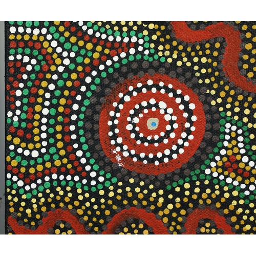 15 - SAMMY RUBUNTJA (20TH CENTURY AUSTRALIAN ABORIGINAL). HONEY ANT DREAMING. oil on canvas, Aboriginal G... 