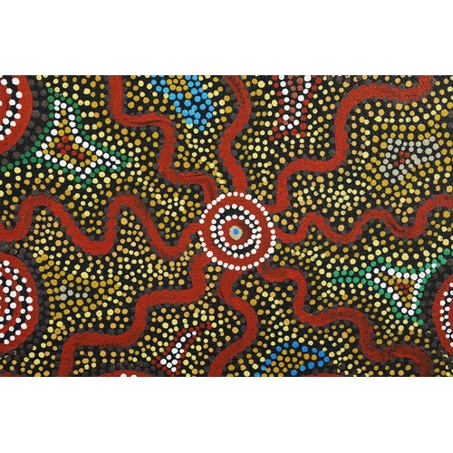 15 - SAMMY RUBUNTJA (20TH CENTURY AUSTRALIAN ABORIGINAL). HONEY ANT DREAMING. oil on canvas, Aboriginal G... 