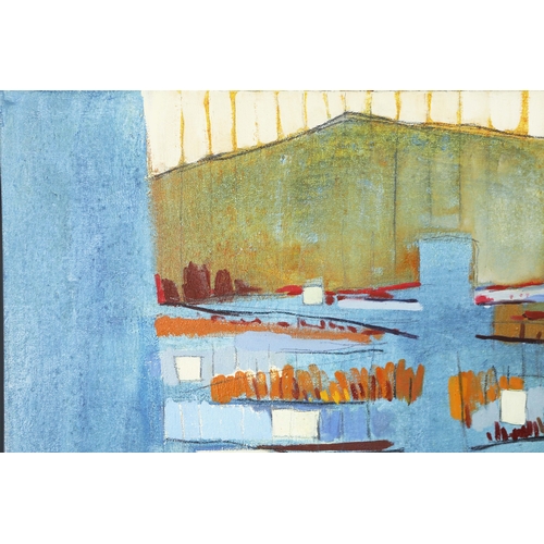 17 - 20TH CENTURY SCHOOL. ABSTRACT LANDSCAPE. oil on canvas, indistinctly signed and dated '94, 155cm x 1... 