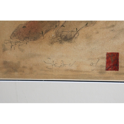 20 - ROY FAIRCHILD-WOODWARD (B.1953). SITTING NUDE. mixed media, 93cm x 74cm, framed.