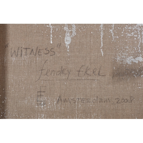 21 - FENDRY EKEL (B. 1971). WITNESS. oil on canvas, 85cm x 63cm, framed.
