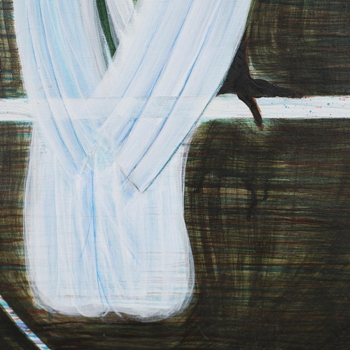 21 - FENDRY EKEL (B. 1971). WITNESS. oil on canvas, 85cm x 63cm, framed.