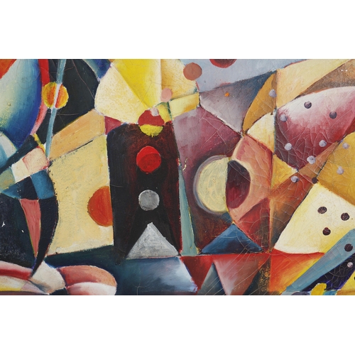 22 - BENJAMIN DOLMAN. ABSTRACT HUDSON STUDIO. Oil on Canvas, 74cms x 106cms, signed, inscribed verso, fra... 