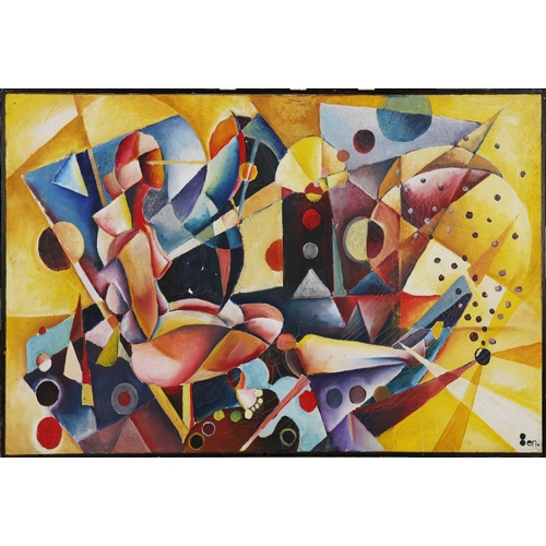 22 - BENJAMIN DOLMAN. ABSTRACT HUDSON STUDIO. Oil on Canvas, 74cms x 106cms, signed, inscribed verso, fra... 