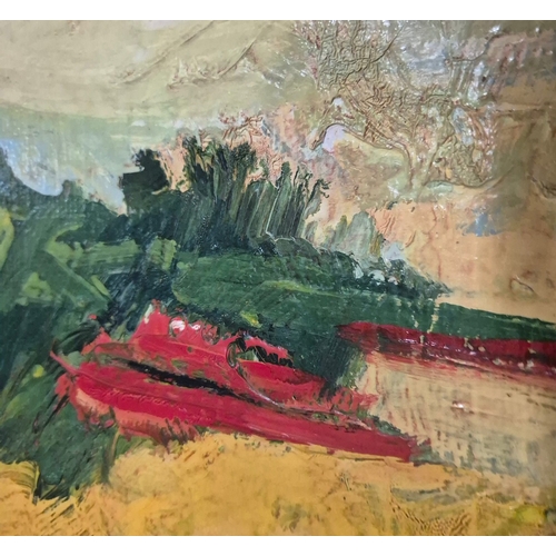 24 - SANDRO NEGRI (ITALIAN 1940-2012). LA CAMPAGNA. oil on canvas, 80cm x 70cm, framed.