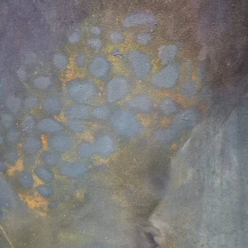 25 - GERDA ROPER (20TH CENTURY). BLUE FIGURES. oil on canvas, 119cm x 120cm.