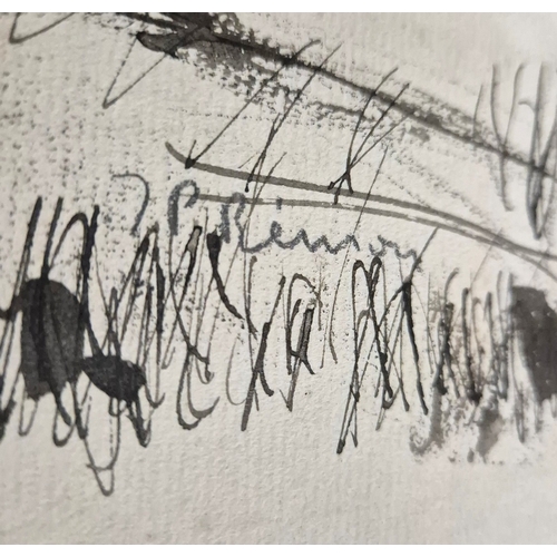 28 - JEAN-PIERRE REMON (1928-2024). SEASCAPE NORTHERN FRANCE. Ink Drawing, 22cms x 30cms, signed, inscrib... 