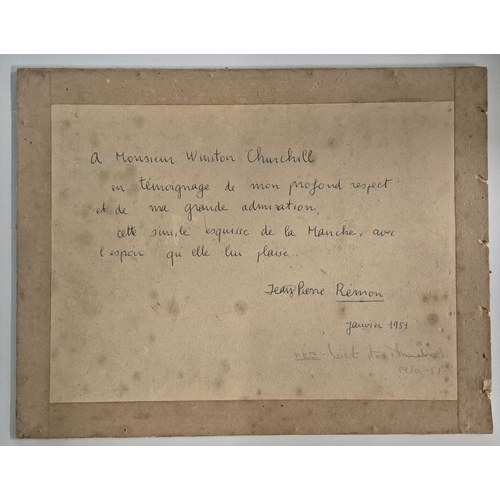 28 - JEAN-PIERRE REMON (1928-2024). SEASCAPE NORTHERN FRANCE. Ink Drawing, 22cms x 30cms, signed, inscrib... 