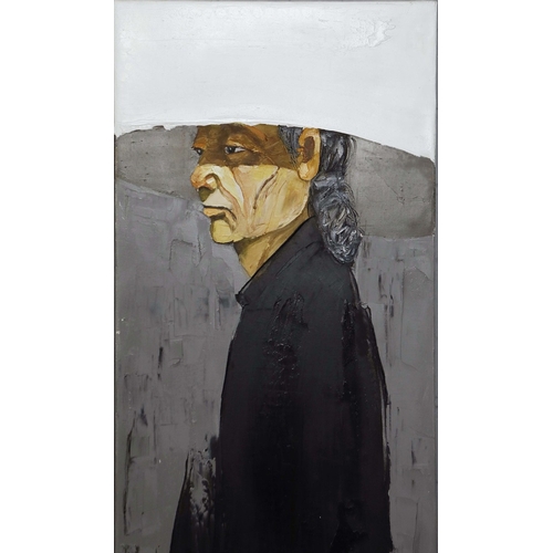 29 - LIM KHIM KATY (VIETNAMESE B. 1978). FIGURES (4). a set of four oils on canvas, each 150cm x 30cm.