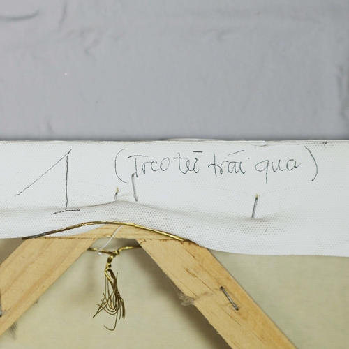 29 - LIM KHIM KATY (VIETNAMESE B. 1978). FIGURES (4). a set of four oils on canvas, each 150cm x 30cm.