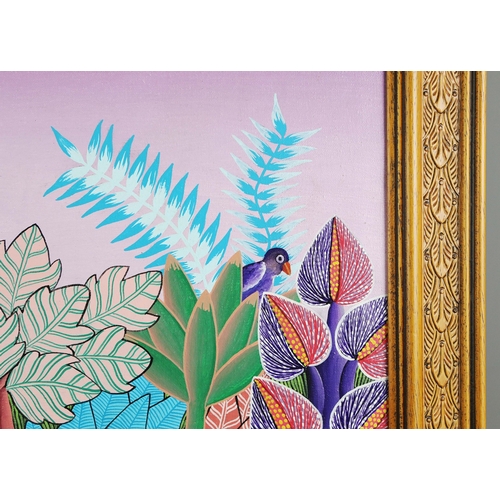 30 - ETIENNE PAUL JACKSON (HAITIAN SCHOOL). JUNGLE LANDSCAPE. oil on canvas, 75cm x 99cm, framed.