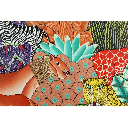 30 - ETIENNE PAUL JACKSON (HAITIAN SCHOOL). JUNGLE LANDSCAPE. oil on canvas, 75cm x 99cm, framed.