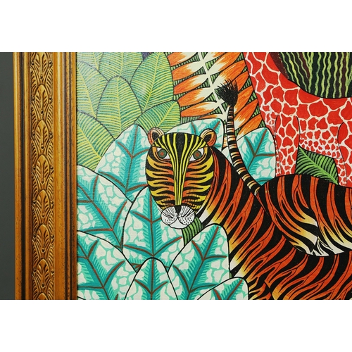 30 - ETIENNE PAUL JACKSON (HAITIAN SCHOOL). JUNGLE LANDSCAPE. oil on canvas, 75cm x 99cm, framed.