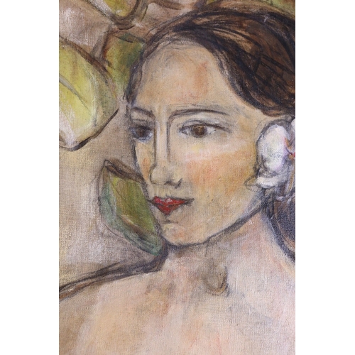 34 - NICOLE ETIENNE. LOTUS. mixed media on linen, 122cm x 102cm.