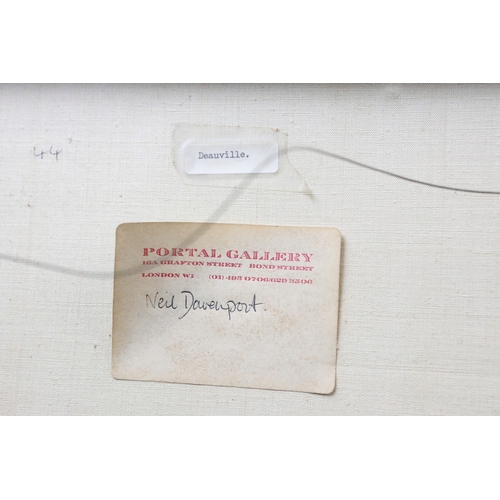 37 - NEIL DAVENPORT (BRITISH 1913-1983). DEAUVILLE. oil on canvas, Portal Gallery label verso, 46cm x 56c... 