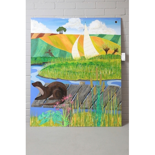 39 - LAURA BURNS (20TH CENTURY BRITISH). NORFOLK LANDSCAPE (2). diptych, mixed media on board, each panel... 