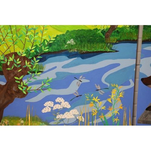 39 - LAURA BURNS (20TH CENTURY BRITISH). NORFOLK LANDSCAPE (2). diptych, mixed media on board, each panel... 