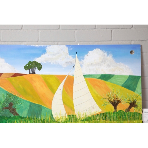 39 - LAURA BURNS (20TH CENTURY BRITISH). NORFOLK LANDSCAPE (2). diptych, mixed media on board, each panel... 