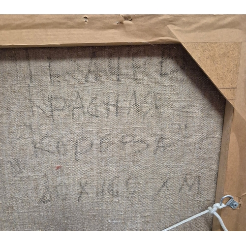 40 - 20TH CENTURY RUSSIAN SCHOOL. RED COW. oil on canvas, 86cm x 106cm, framed.