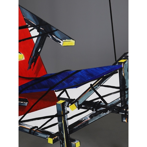 41 - JAN MIODUSZEWSKI (POLISH B. 1974). GERRIT RITVELD'S RED BLUE CHAIR. acrylic on mdf, 142cm x 98cm.