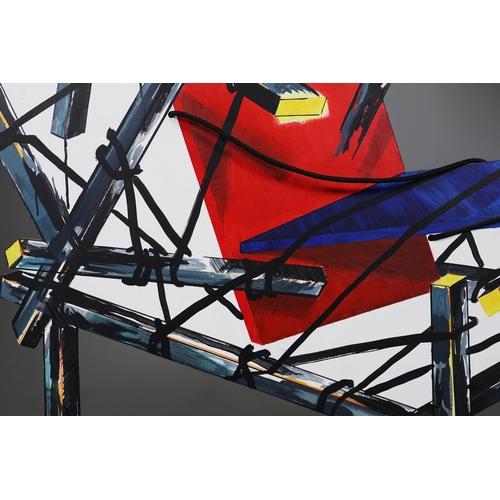 41 - JAN MIODUSZEWSKI (POLISH B. 1974). GERRIT RITVELD'S RED BLUE CHAIR. acrylic on mdf, 142cm x 98cm.