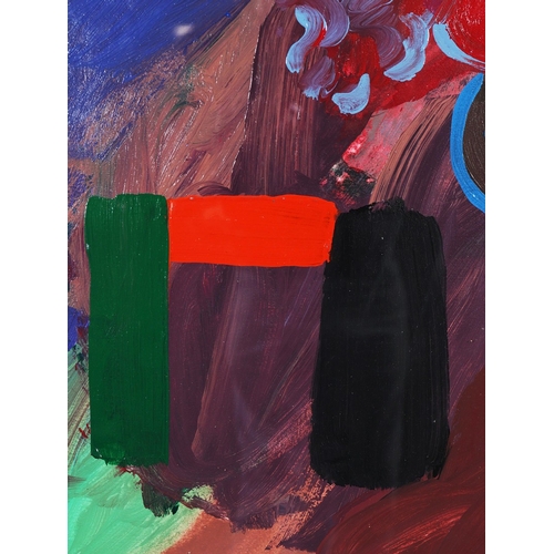 42 - IN THE MANNER OF BRUCE MCLEAN (SCOTTISH B. 1944). NUDE STUDIES. oil on paper, 61cm x 82cm, framed.