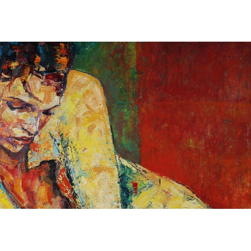 44 - ANNA BOCEK (POLISH, B. 1973). RED WINE. oil on canvas, 130cm x 150cm.