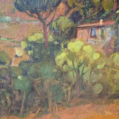 45 - JEAN CLAUDE PICARD ( BORN 1940). VUE D'UN VILLAGE EN DIRECTION DU MONT SAINTE-VICTOIRE. Oil on Canva... 