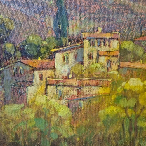 45 - JEAN CLAUDE PICARD ( BORN 1940). VUE D'UN VILLAGE EN DIRECTION DU MONT SAINTE-VICTOIRE. Oil on Canva... 