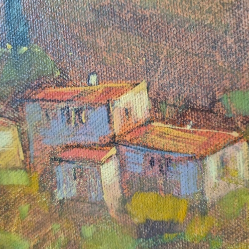 45 - JEAN CLAUDE PICARD ( BORN 1940). VUE D'UN VILLAGE EN DIRECTION DU MONT SAINTE-VICTOIRE. Oil on Canva... 