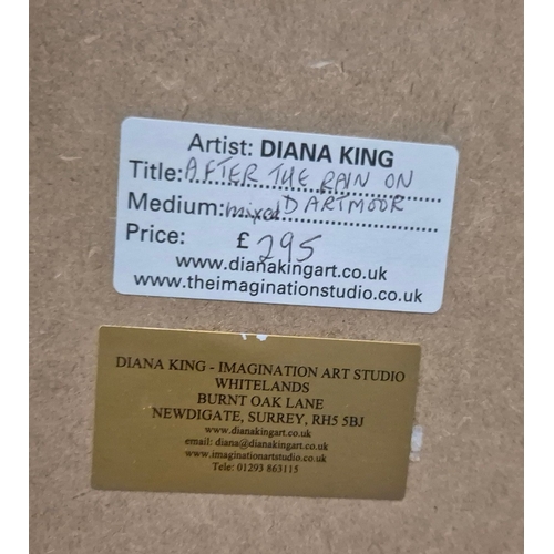 50 - DIANA KING. AFTER THE RAIN ON DARTMOOR. mixed media, 54cm x 79cm, framed.