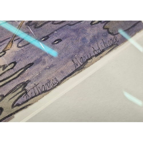 51 - MARY ADSHEAD (BRITISH 1904-1995). THE THAMES. (d) watercolour, 47cm x 61cm, framed. (Subject to ARR ... 