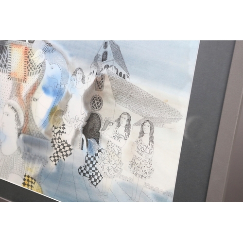 53 - MAYA BURMAN (FRENCH B. 1971). UNTITLED. watercolour and pen, 65cm x 85cm, framed.